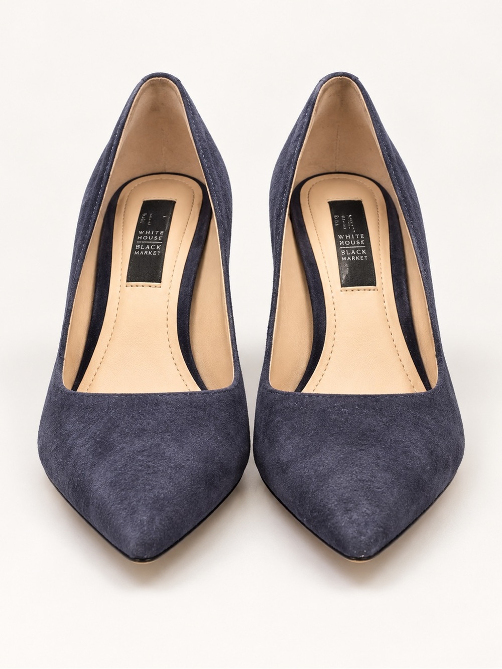 White House Black Market Dark Blue Suede Pointed-Toe Pumps 6.5